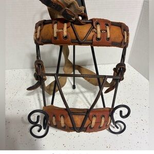 Vintage Leather and Metal Home Accent